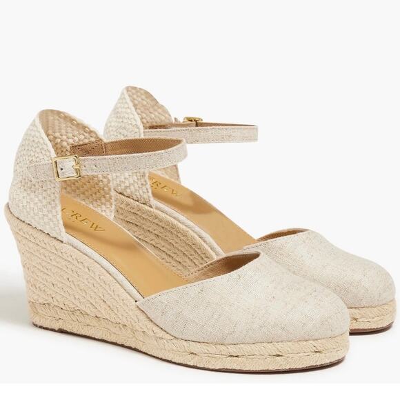 J. Crew Shoes - J. Crew NEW Ankle-Strap Espadrille Wedges Heels Shoes Ivory Cream Size 8 $128